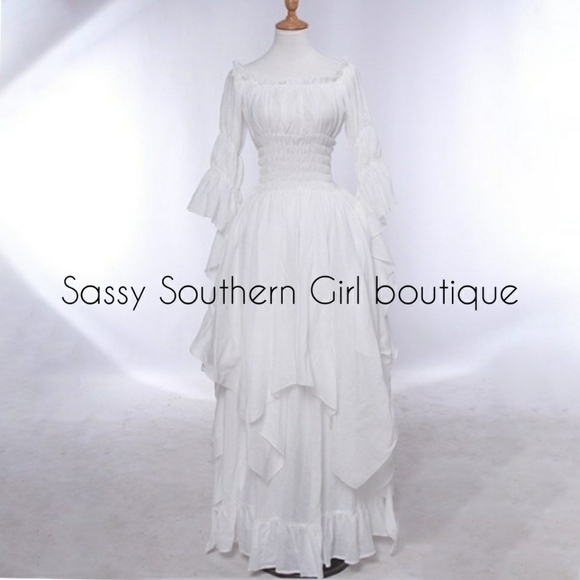 ⭐🆕 Boho white peasant maxi dress - Picture 7 of 10